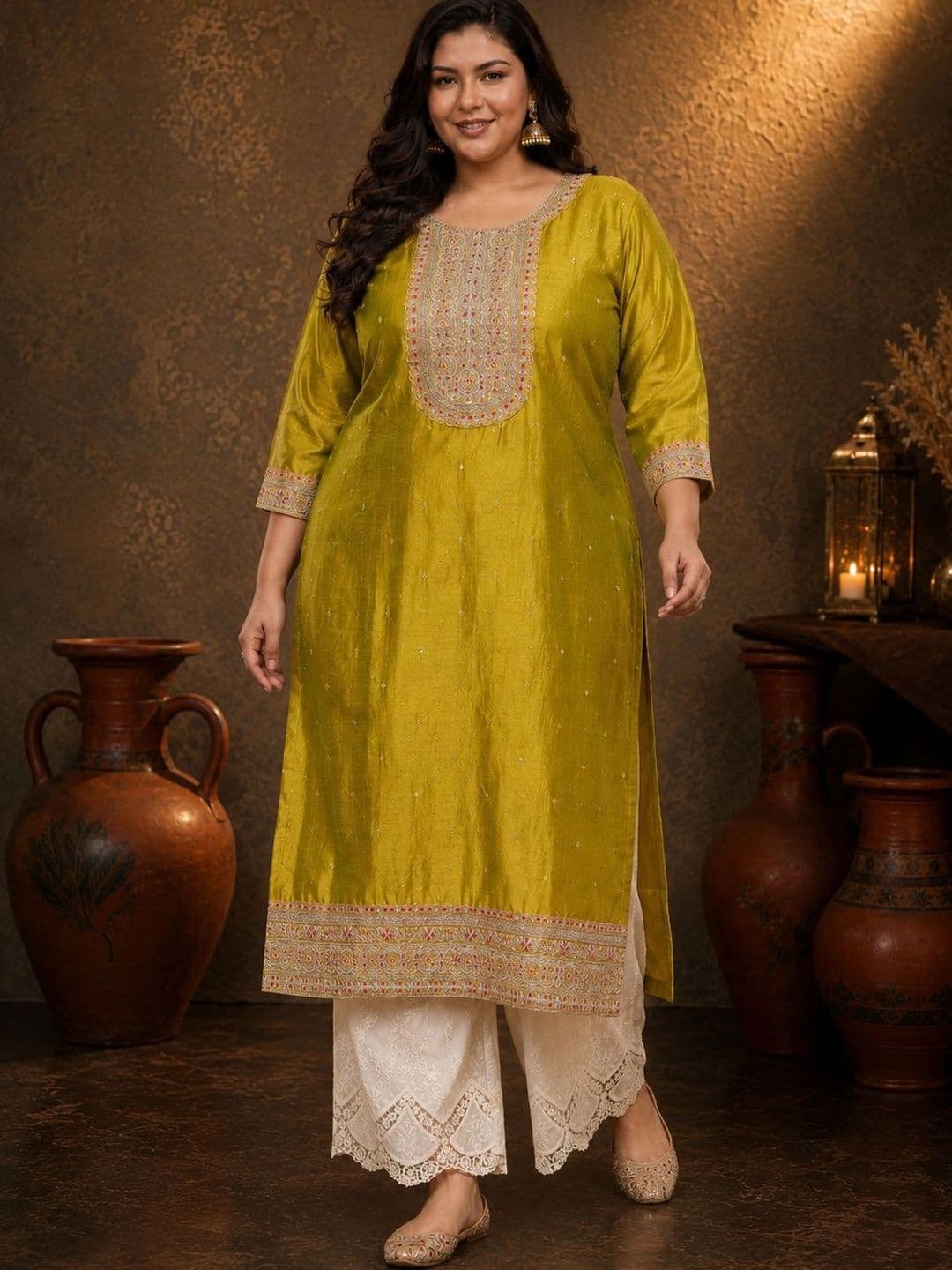 FULL BLOOM Women Ethnic Motifs Embroidered Thread Work Kurta thumbnail 2