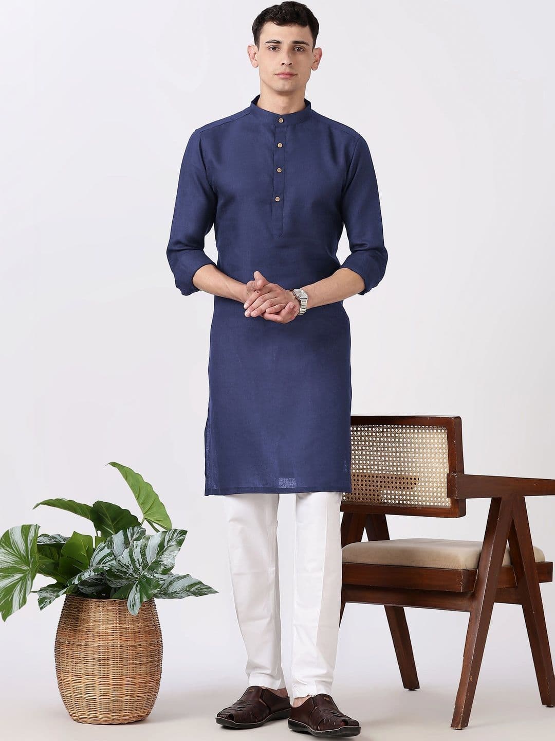 Anouk Men Cotton Linen Kurta - view 1