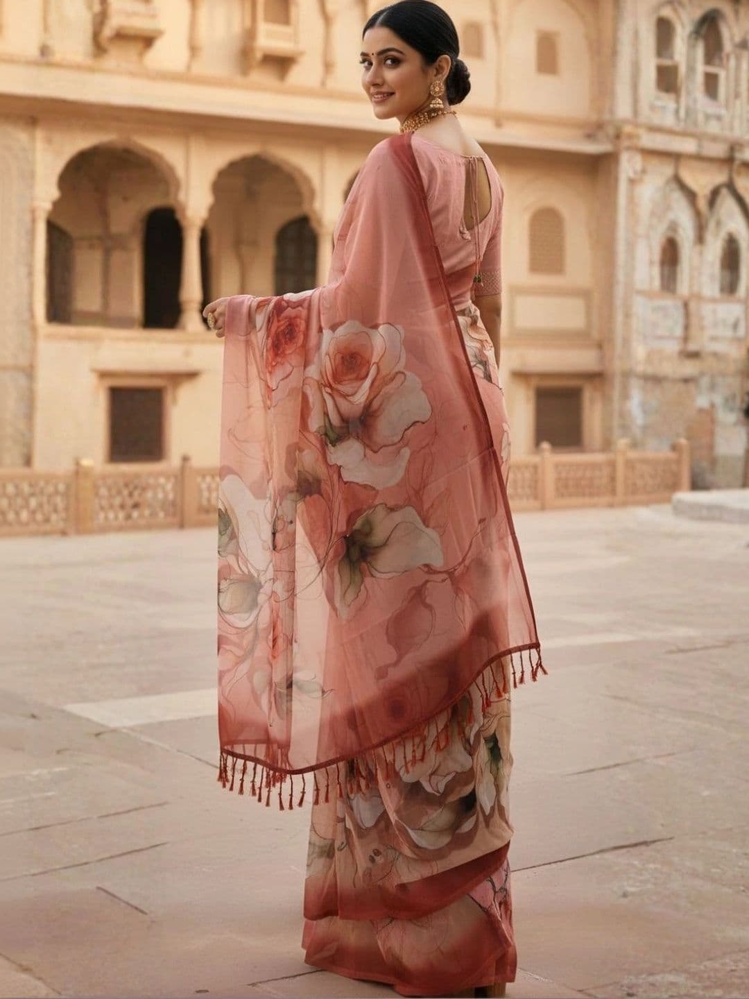 Mitera Floral Pure Georgette Designer Saree thumbnail 2