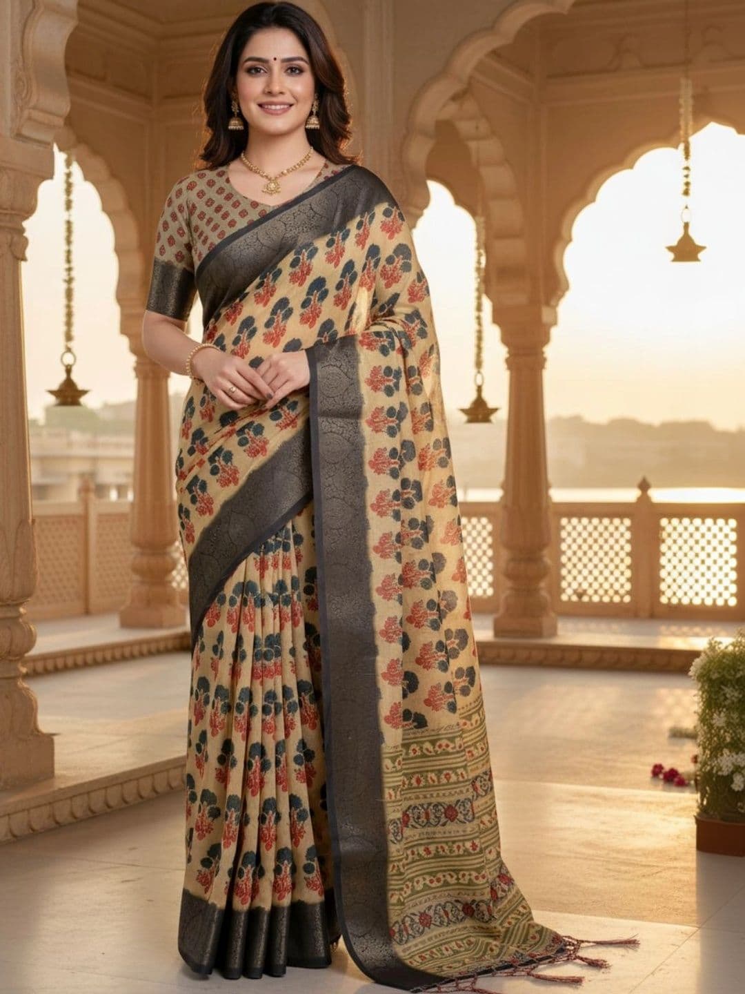 Mitera Floral Silk Blend Designer Saree - view 1