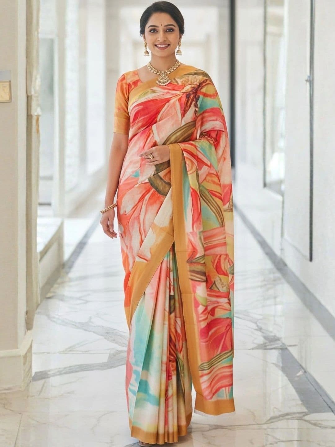 Mitera Floral Designer Saree thumbnail 2