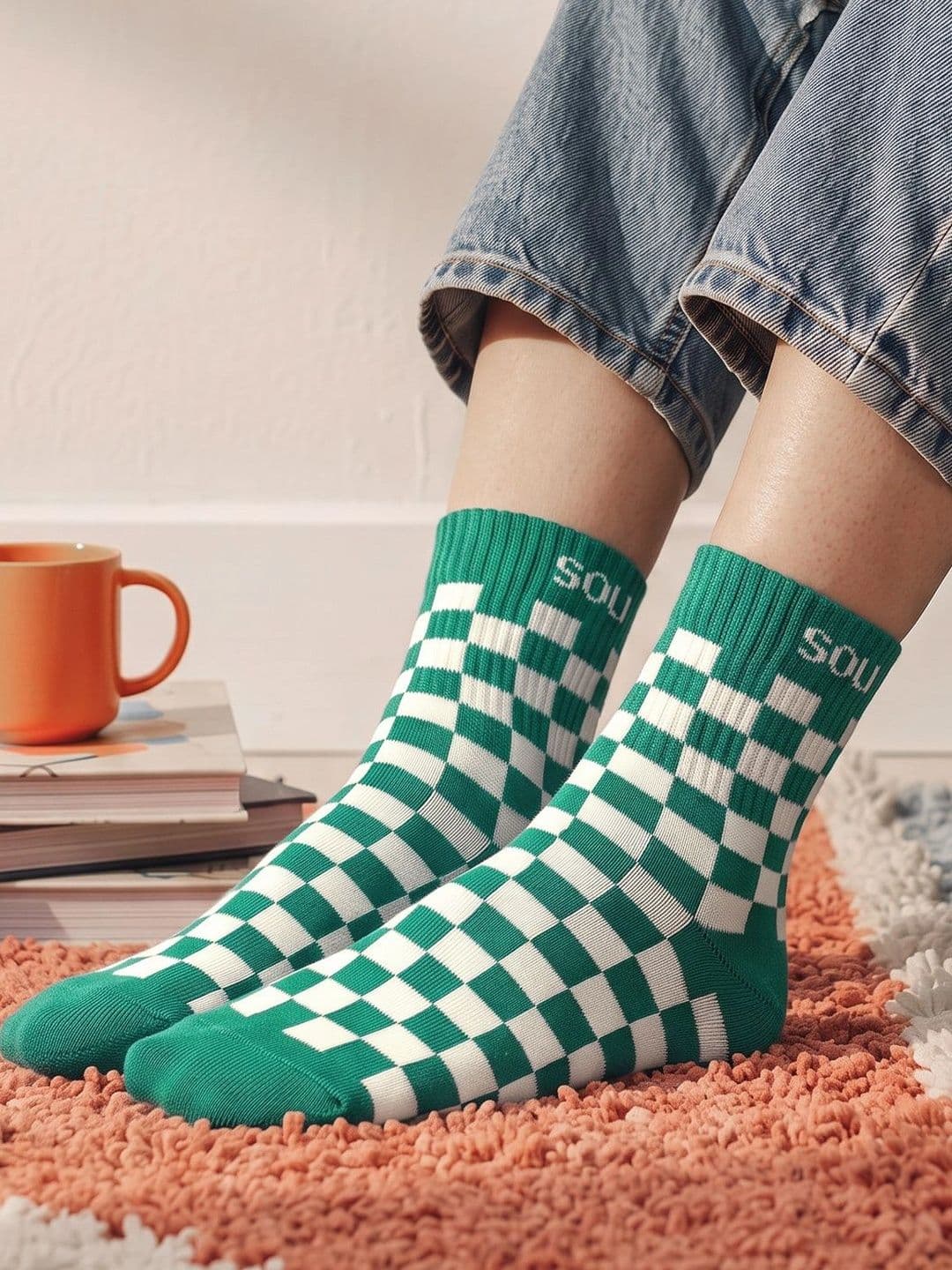 The Souled Store Unisex Cotton Blend Patterned Above Ankle Socks - view 1