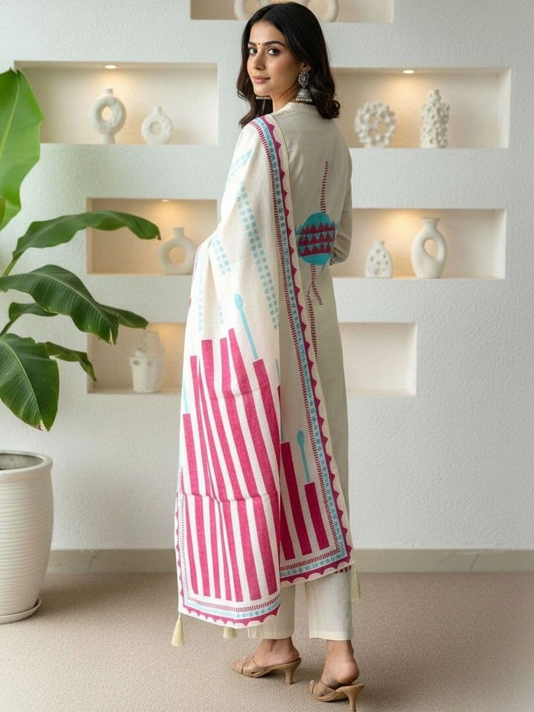 Anouk Women Printed Regular Pure Cotton Kurta with Trousers & With Dupatta thumbnail 5