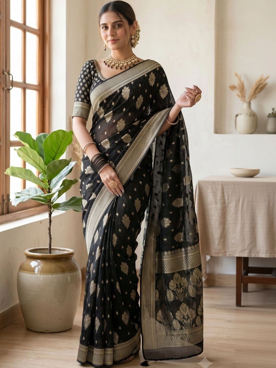 DHARMA TEX Woven Design Zari Art Silk Kanjeevaram Saree thumbnail 2
