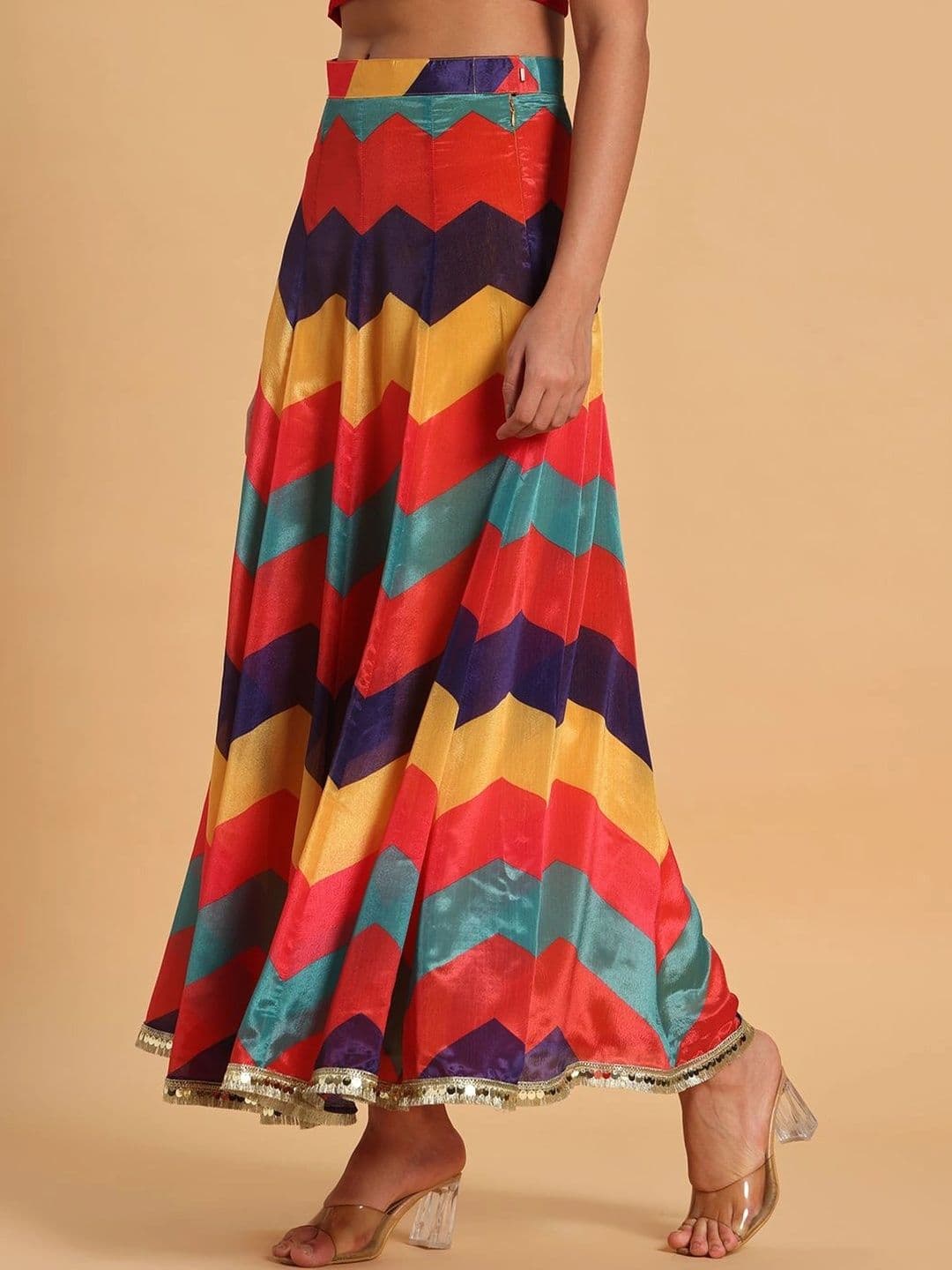 Frolic Rolic Women Colourblocked Sleek Utility Maxi Flared Skirt thumbnail 5