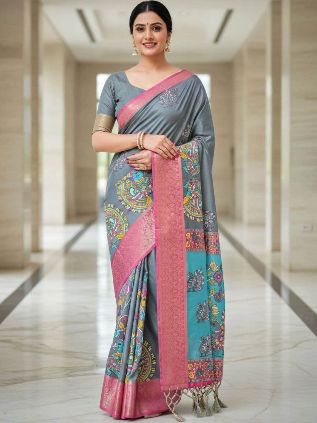 Mitera Floral Silk Blend Designer Saree - view 1