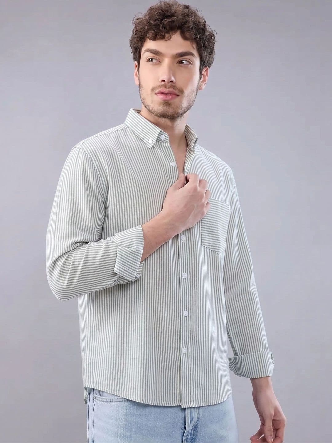 R.Code by The Roadster Life Co. Men Standard Striped Casual Shirt thumbnail 4