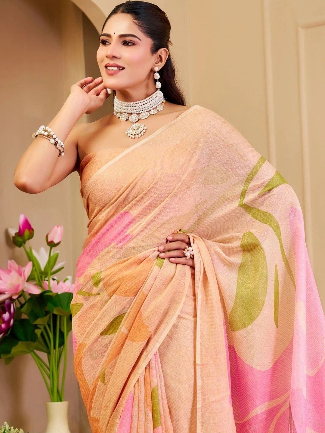 Mitera Floral Tissue Designer Saree thumbnail 3