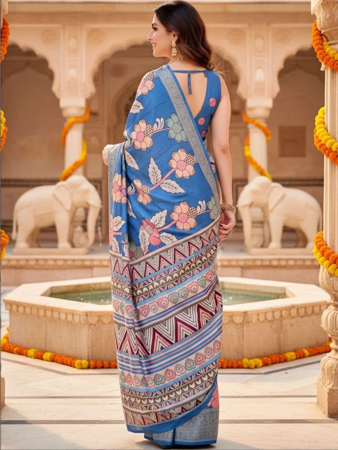 Mitera Floral Silk Blend Designer Saree thumbnail 3