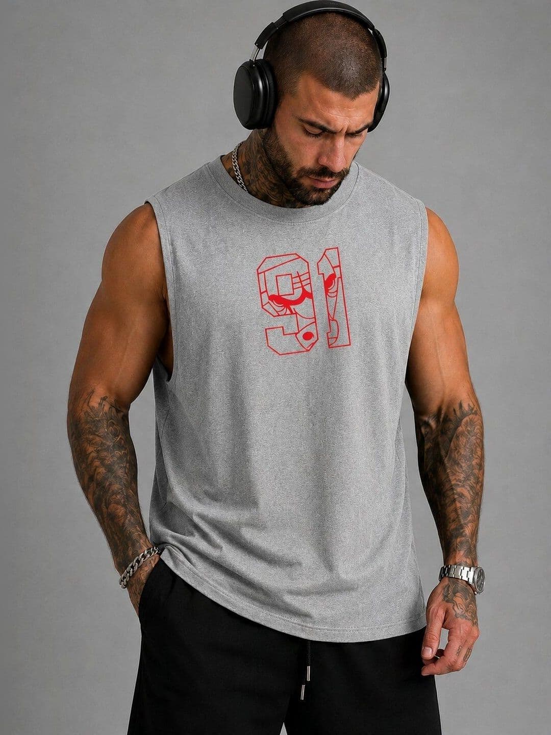 Moda Rapido Printed Cotton Blend Gym Vest - view 1
