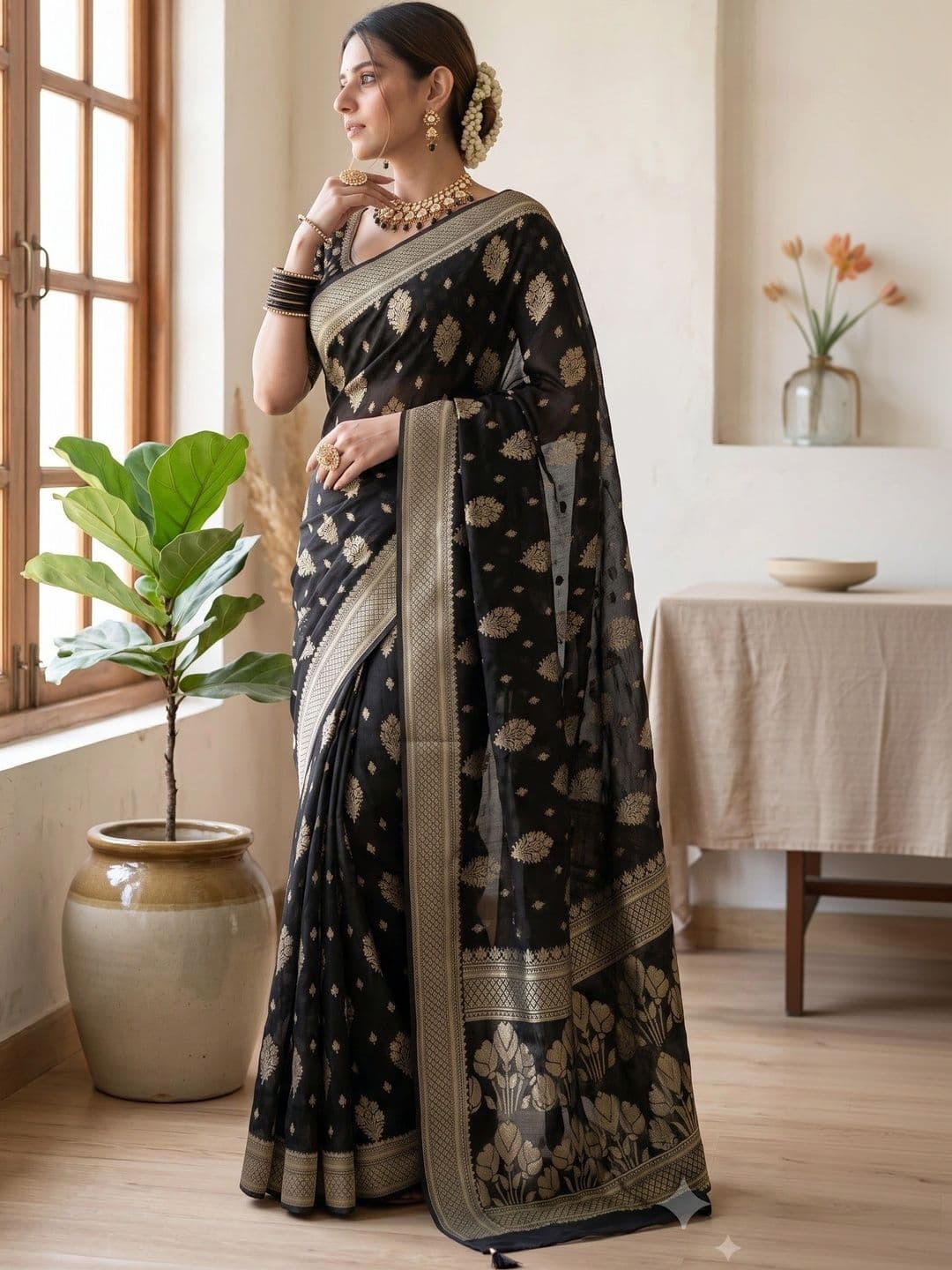 DHARMA TEX Woven Design Zari Art Silk Kanjeevaram Saree thumbnail 5