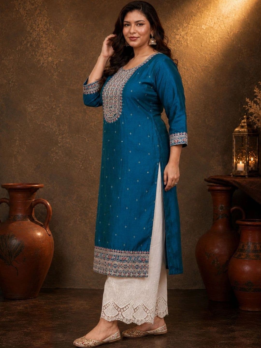 FULL BLOOM Women Embroidered Thread Work Kurta thumbnail 4