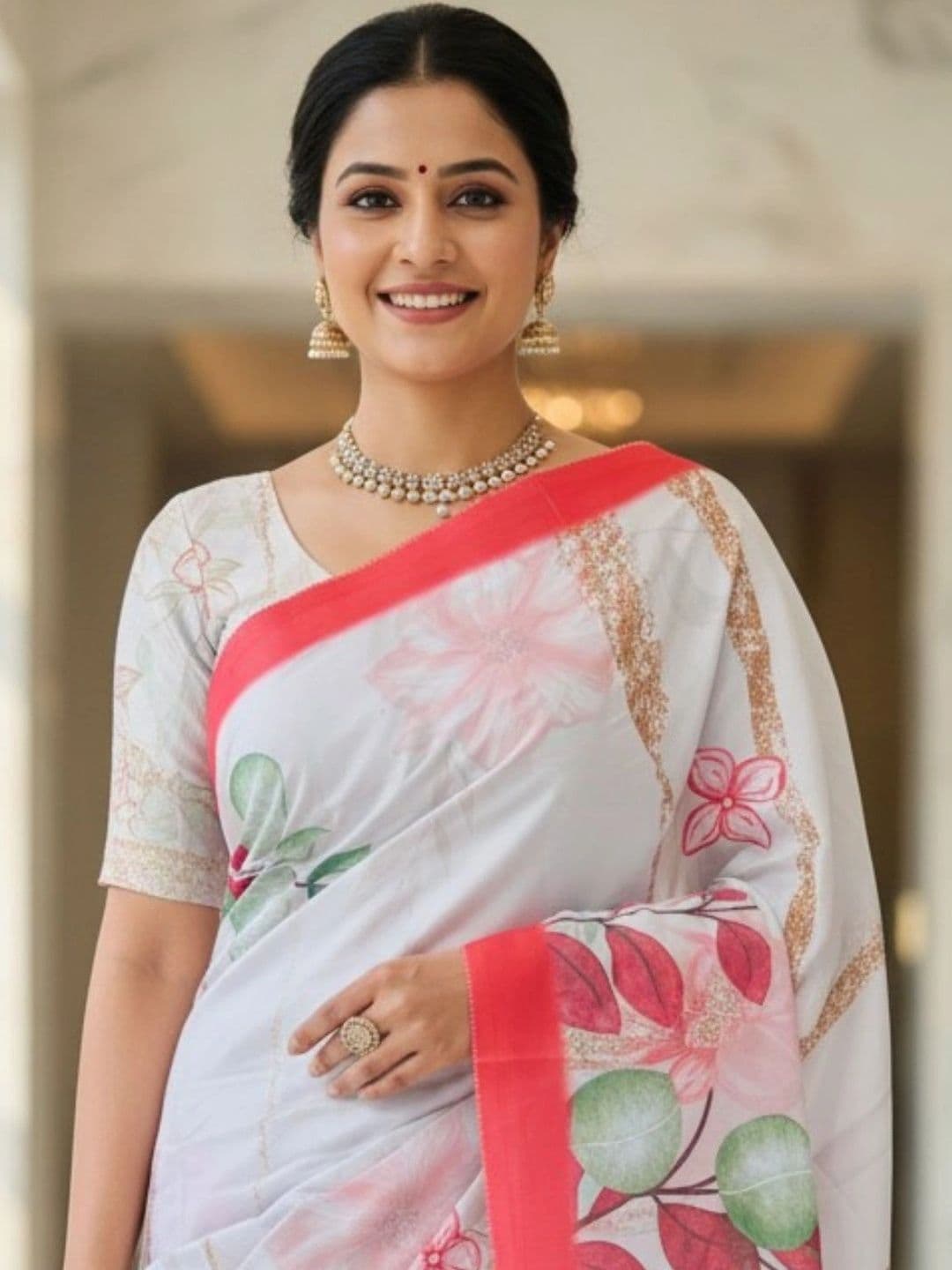 Mitera Floral Designer Saree thumbnail 4