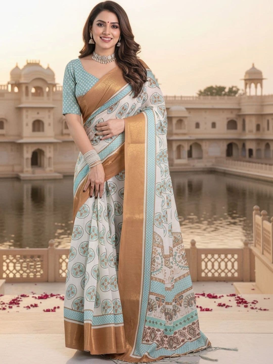 Mitera Floral Silk Blend Designer Saree - view 1