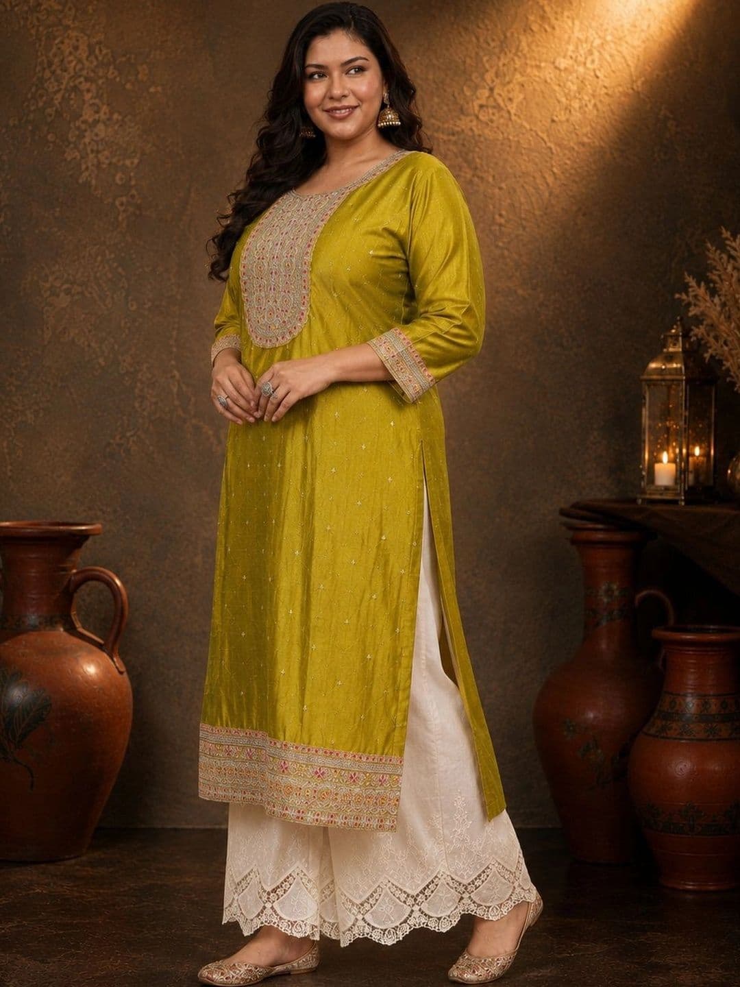 FULL BLOOM Women Ethnic Motifs Embroidered Thread Work Kurta thumbnail 3