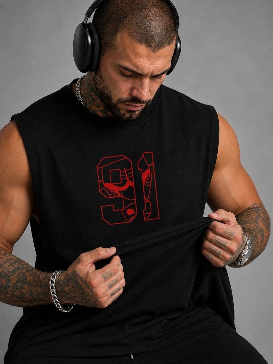 Moda Rapido Printed Cotton Blend Gym Vest thumbnail 5