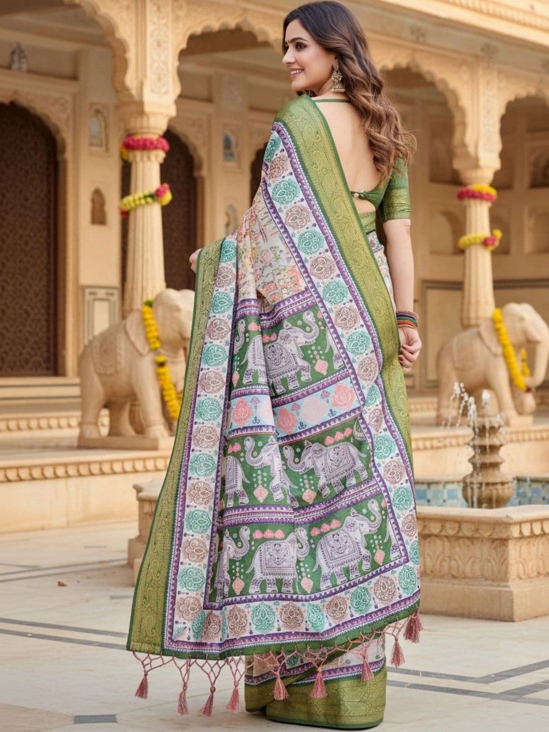 Mitera Floral Silk Blend Designer Saree thumbnail 3