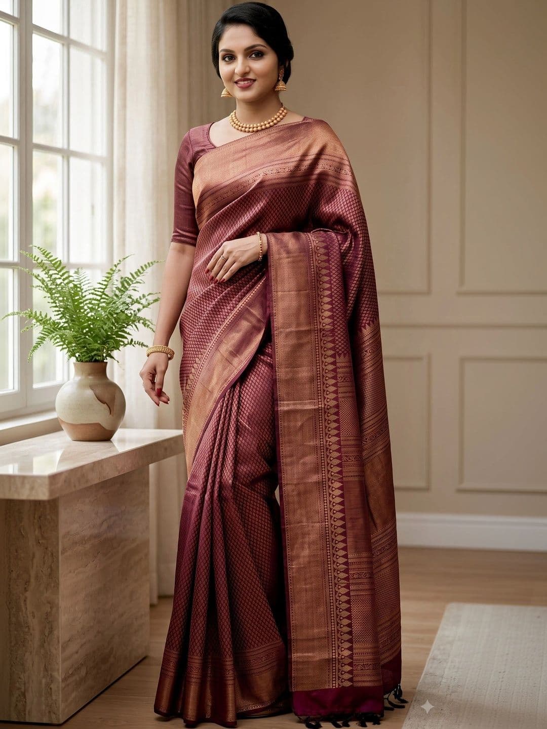 DHARMA TEX Zari Art Silk Kanjeevaram Saree - view 1