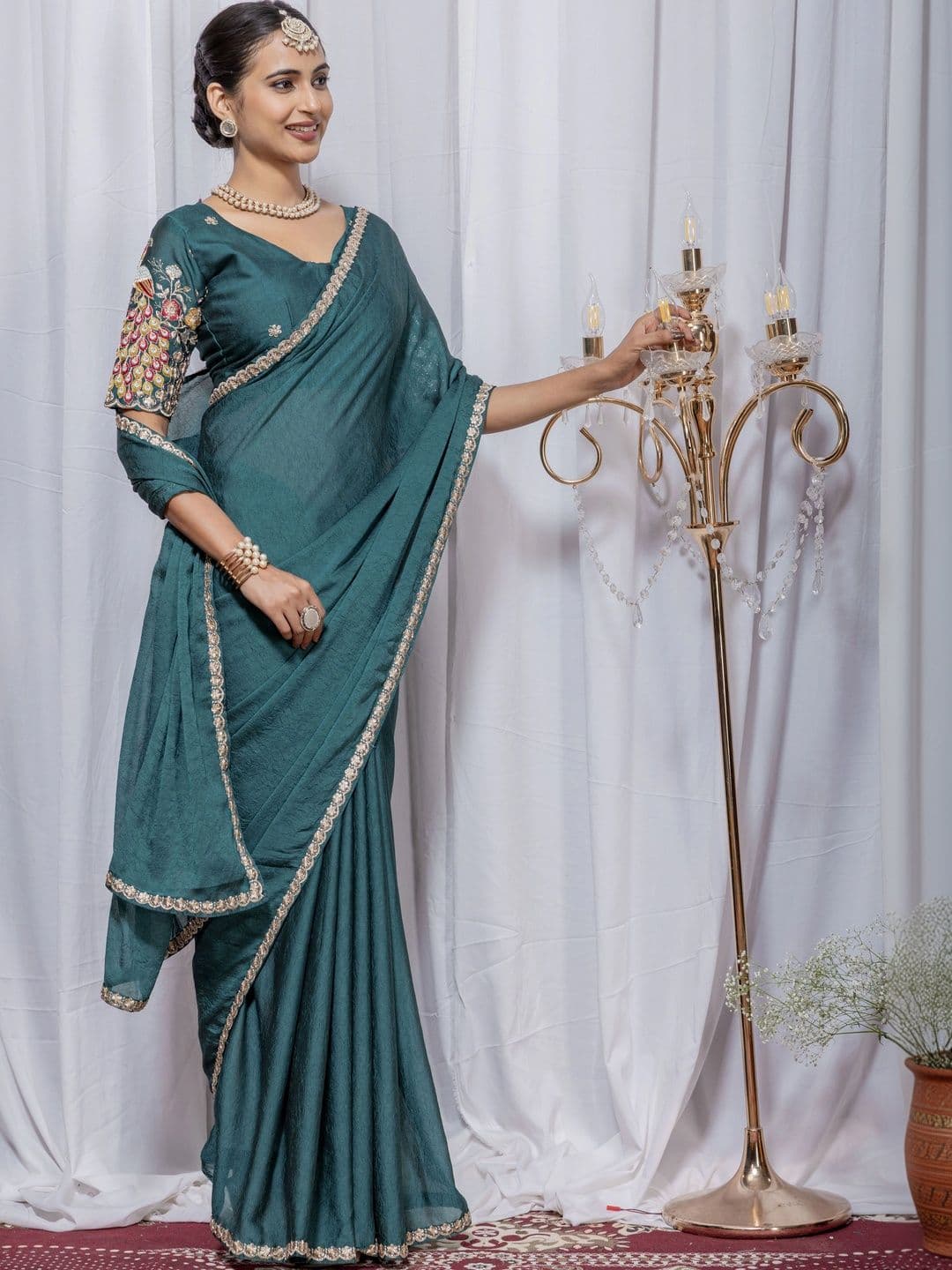 Saanvi Embellished Embroidered Poly Georgette Saree - view 1