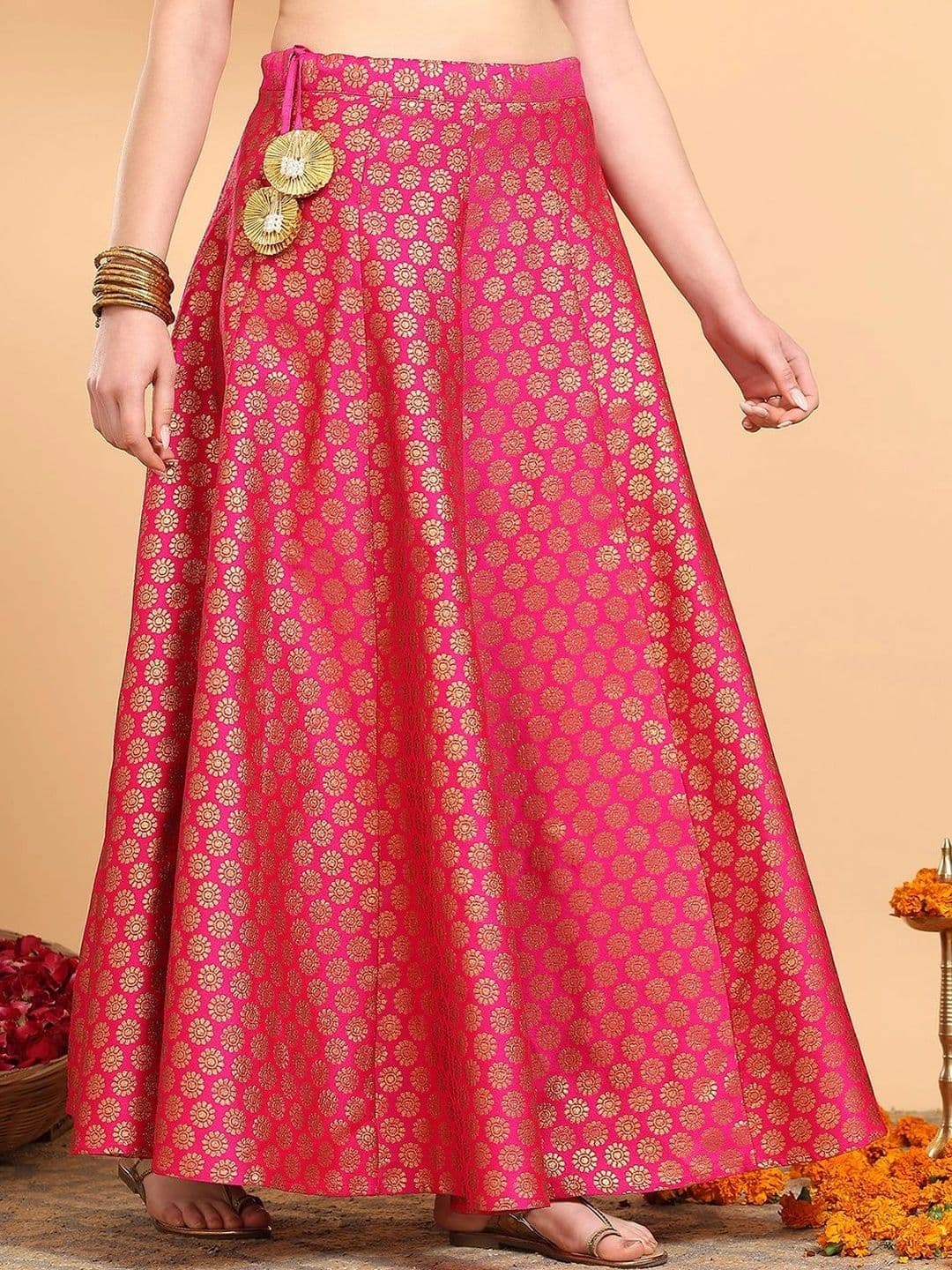 Frolic Rolic Women Self Design Maxi Flared Skirt thumbnail 3
