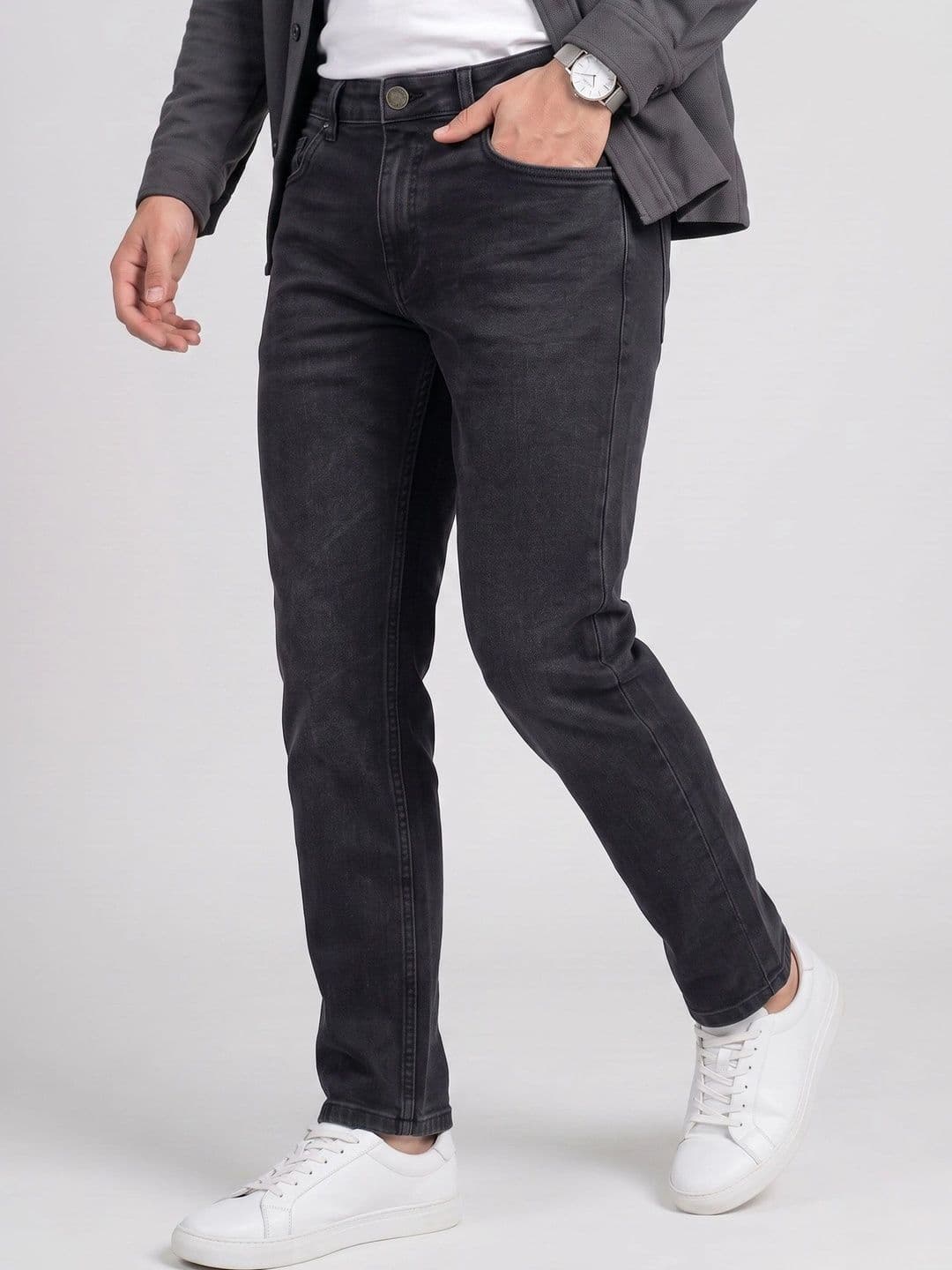 BELANO Men Comfort Slim Fit Mid-Rise Light Fade Stretchable Jeans thumbnail 2