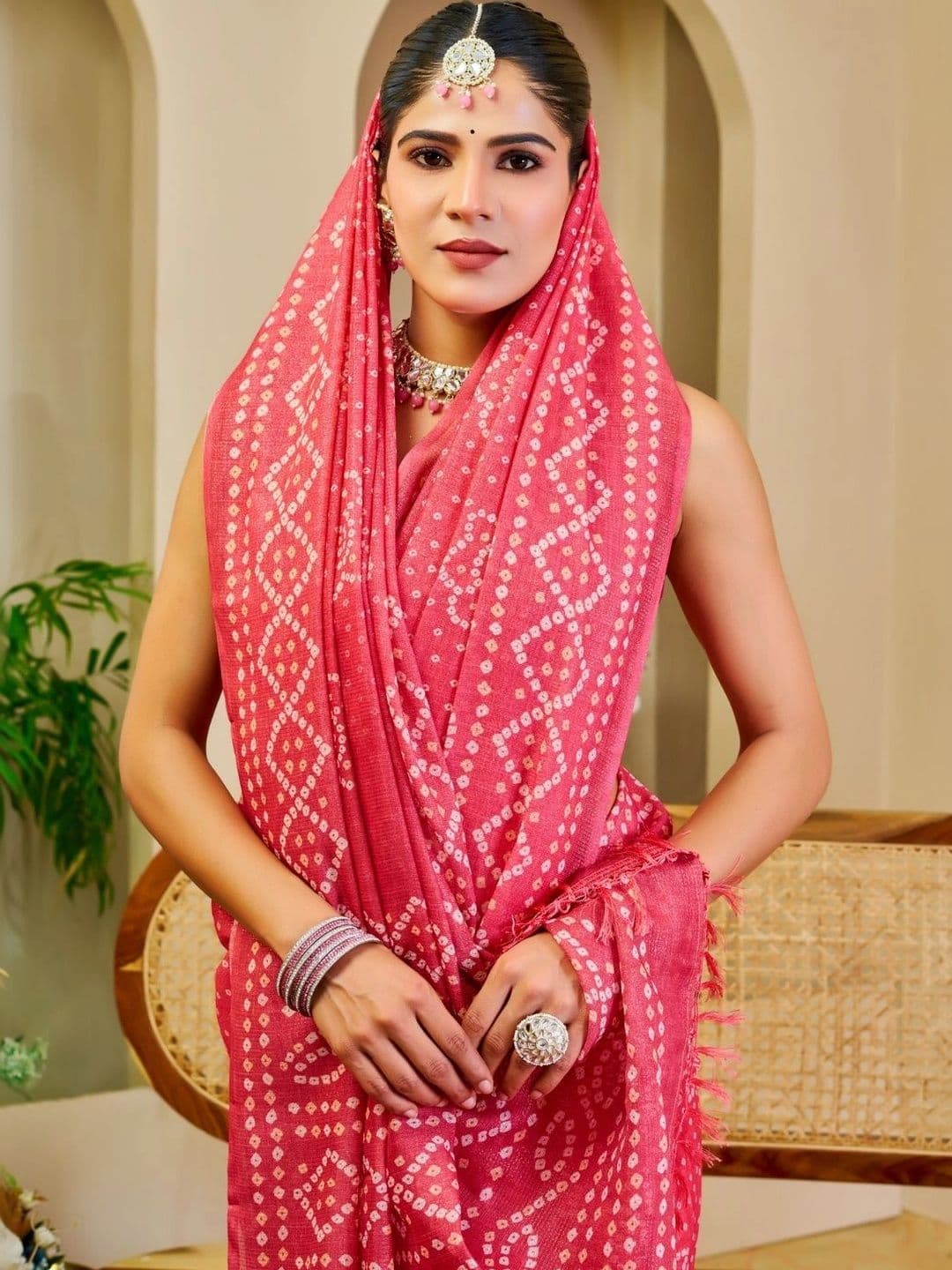 Mitera Bandhani Tissue Designer Saree thumbnail 2