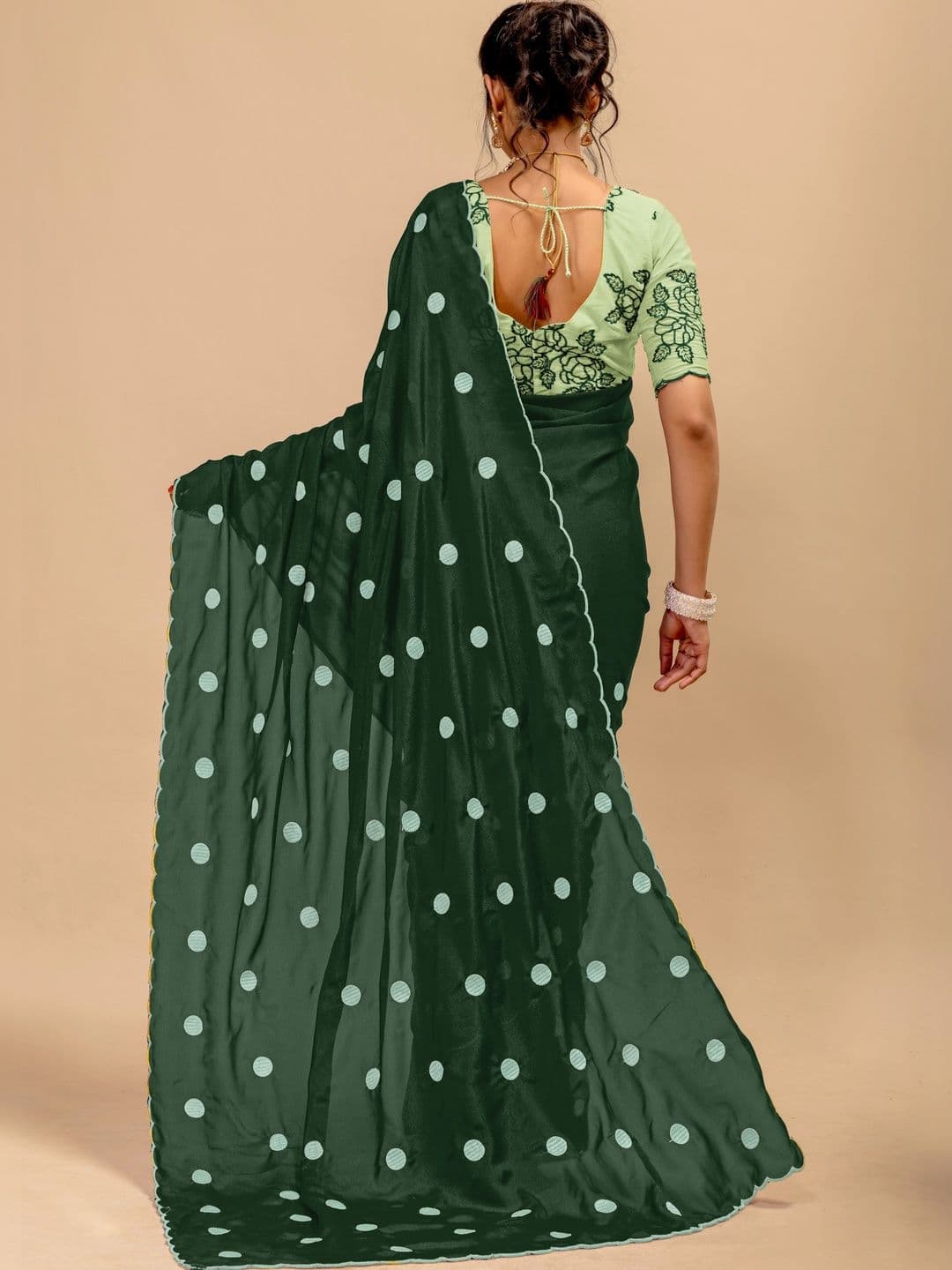 Vastra Drape Embellished Embroidered Poly Georgette Saree thumbnail 4