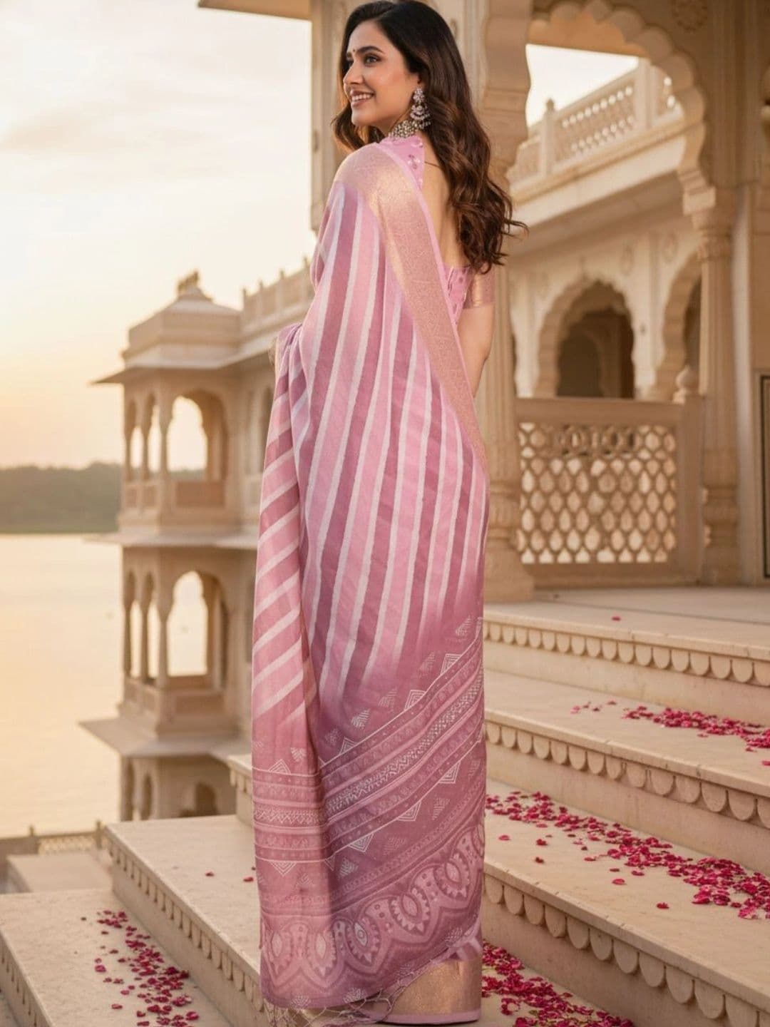 Mitera Striped Silk Blend Designer Saree thumbnail 4