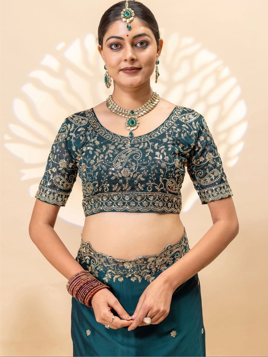 Saanvi Embellished Sequinned Silk Blend Saree thumbnail 2