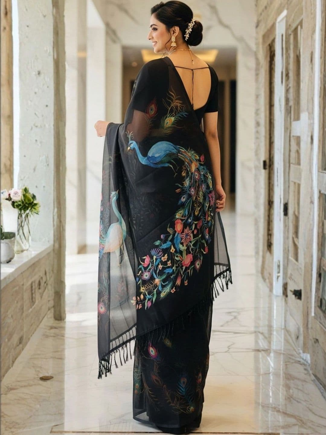 Mitera Floral Pure Georgette Designer Saree thumbnail 2