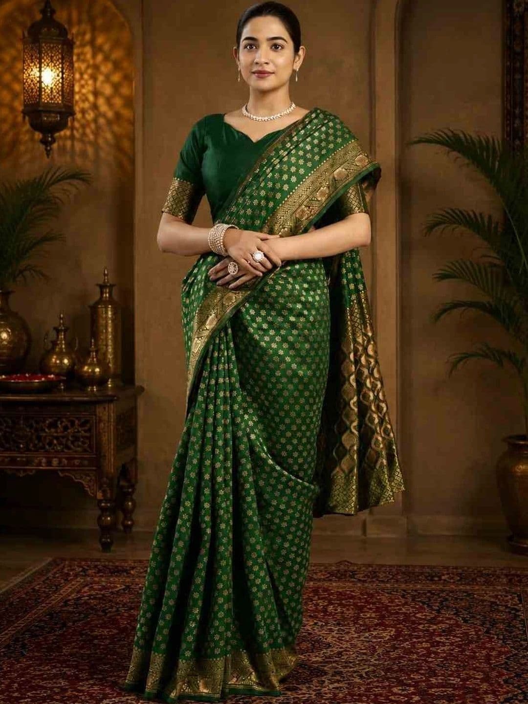 HERE&NOW Woven Design Zari Jute Silk Banarasi Saree thumbnail 6