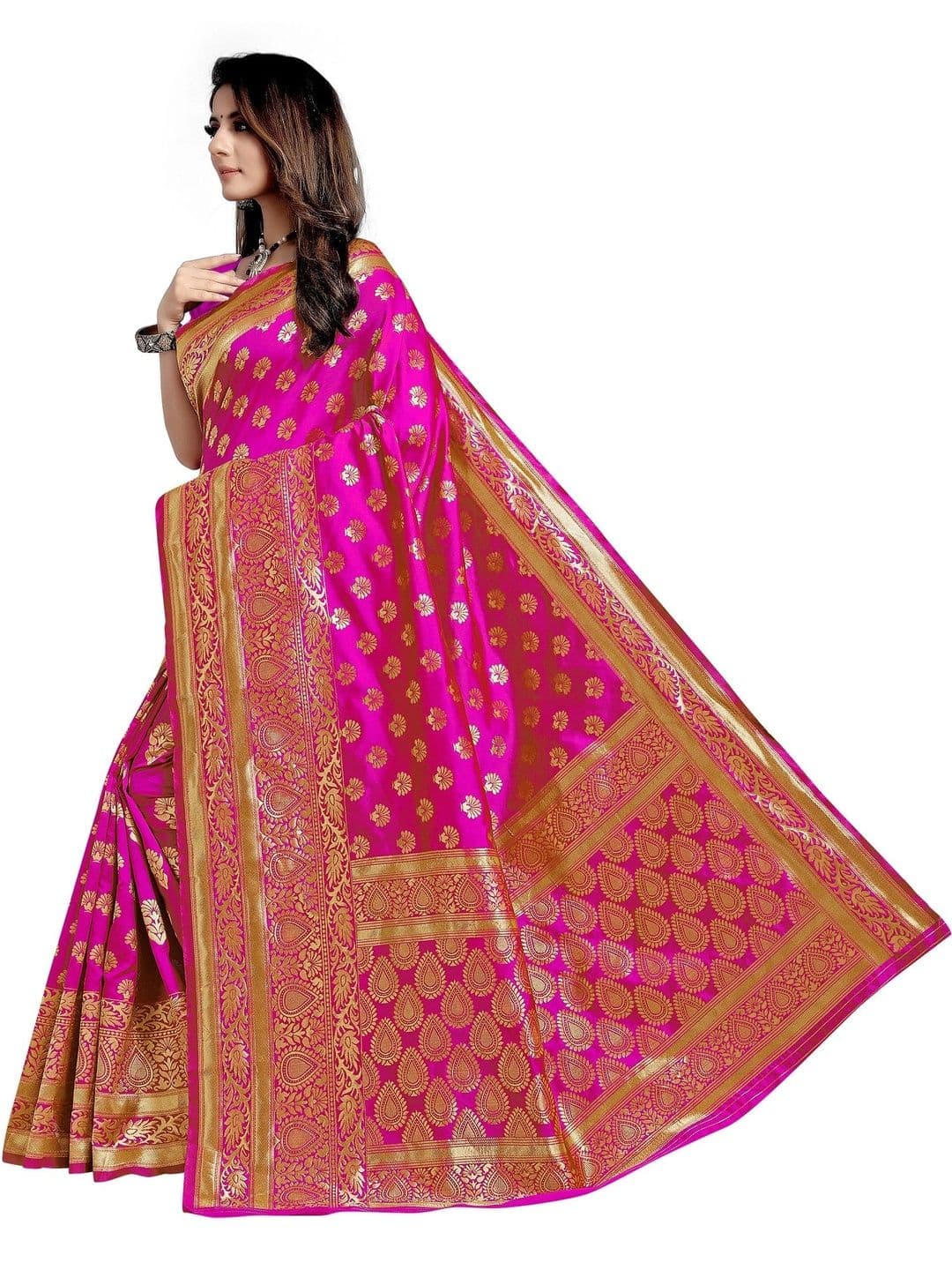 TINA FASHION Floral Zari Art Silk Fusion Banarasi Saree thumbnail 3