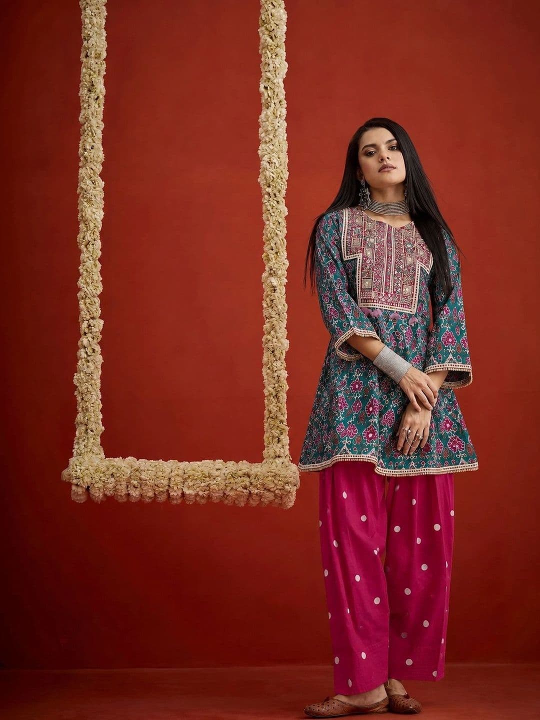 Stylum Women Ethnic Motifs Printed Regular Pure Cotton Kurta with Patiala - view 1