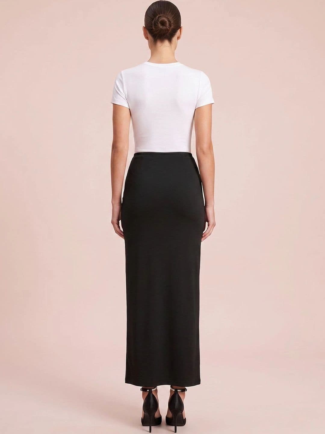 ATELIER REBEL Women Draped Side Slit Maxi Straight Skirt thumbnail 3