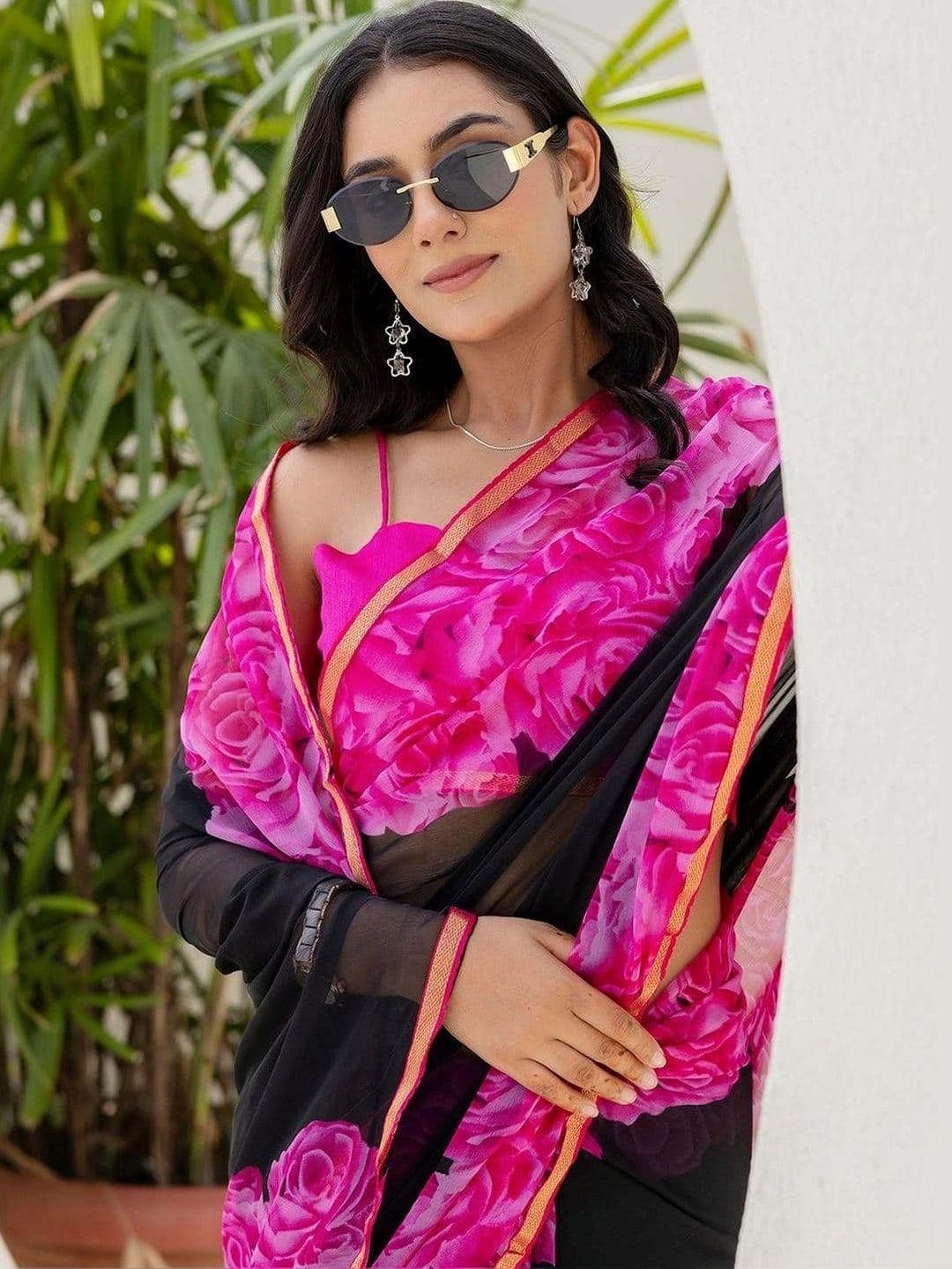 SANISA Floral Pure Chiffon Saree thumbnail 7