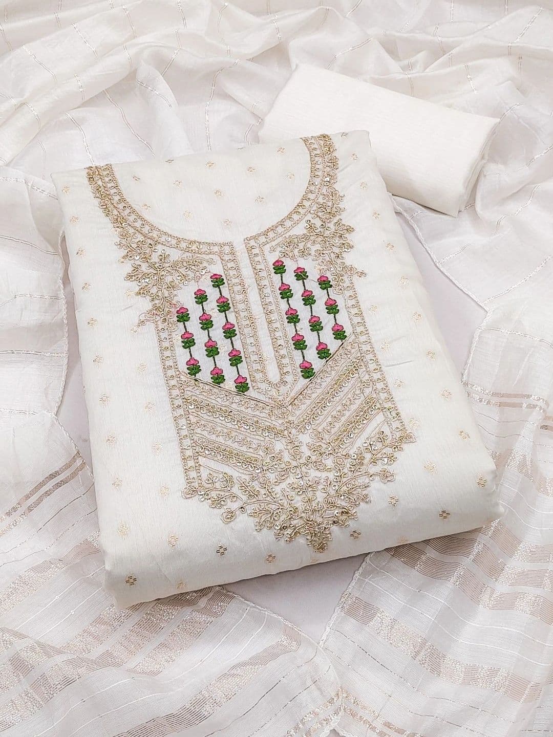 Dhaaga Ghar Embroidered Unstitched Dress Material - view 1