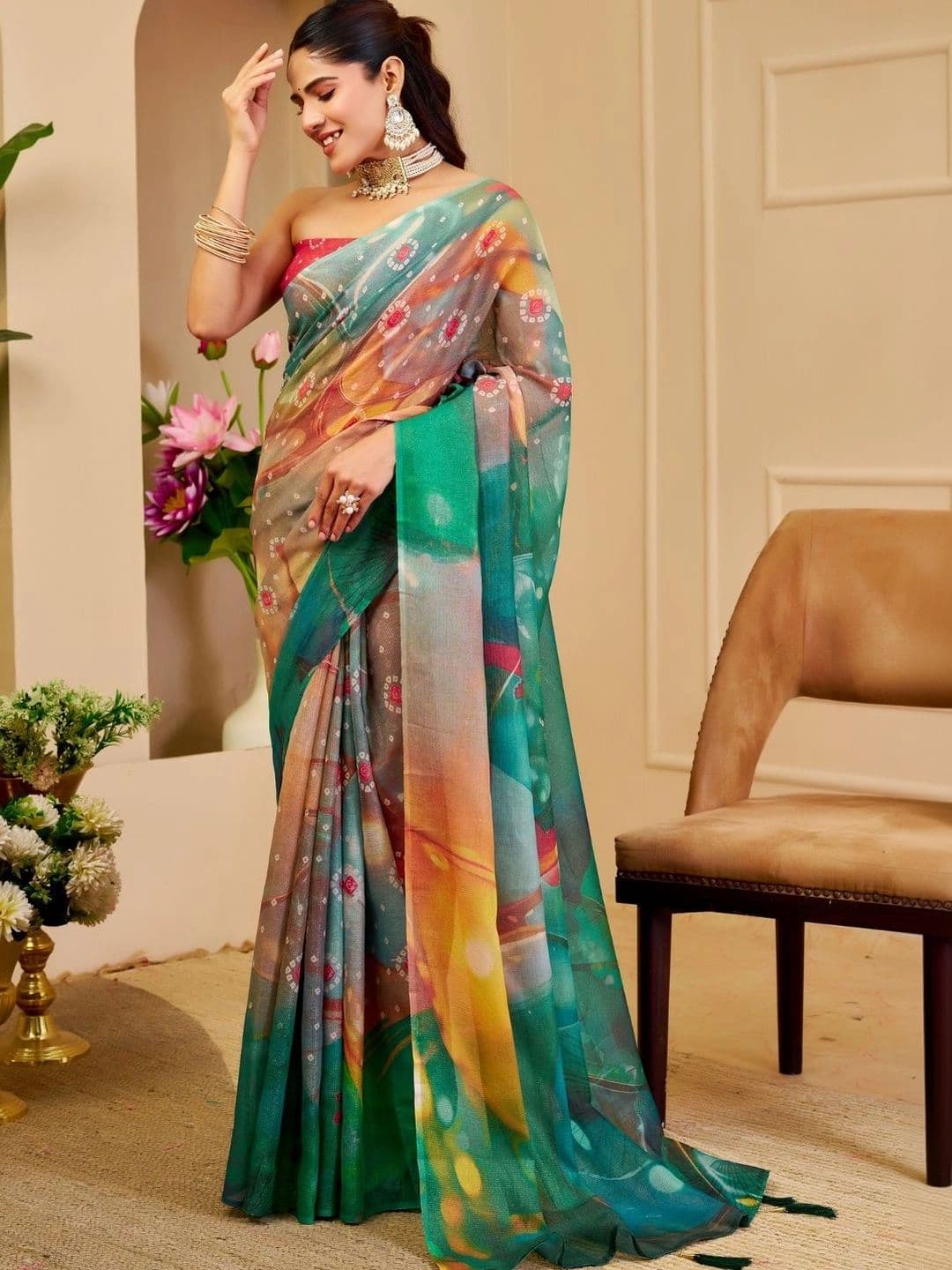 Mitera Tissue Designer Saree thumbnail 4