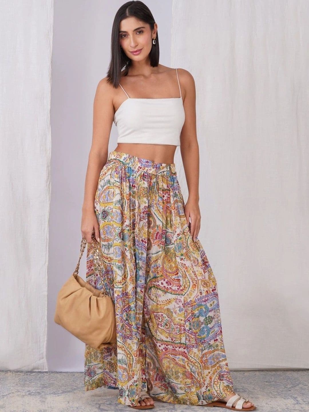 zuri Women Georgette Paisley Bohemian Maxi Flared Skirt thumbnail 5