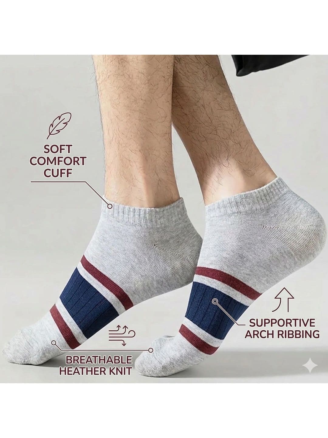 Moda Rapido Men Pack of 5 Cotton Blend Striped Ankle Length Socks thumbnail 6