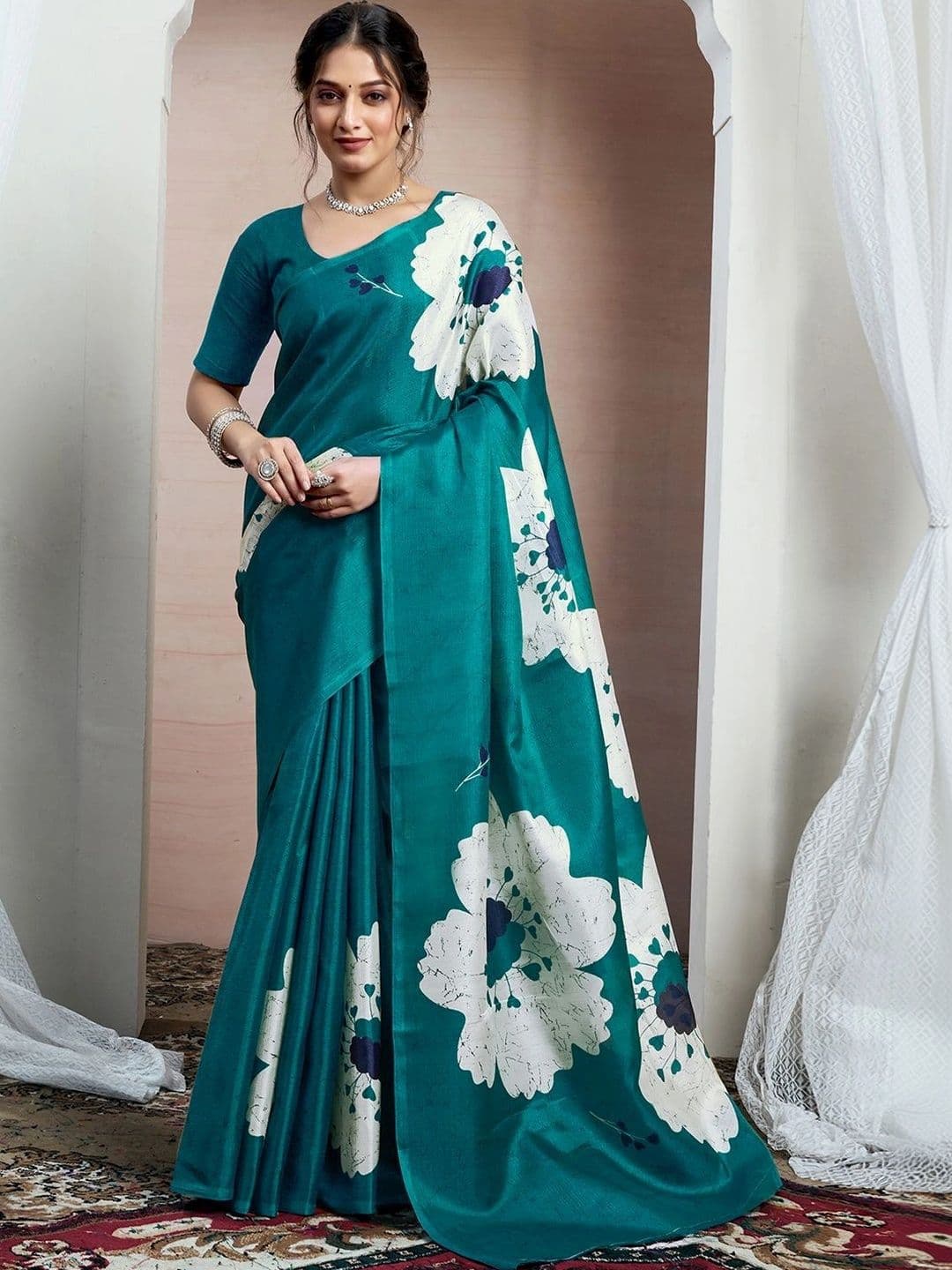 SANISA Floral Pure Cotton Saree - view 1