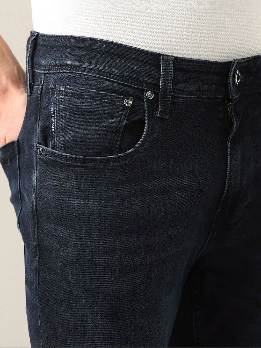 U.S. Polo Assn. Denim Co. Men Tapered Fit Mid-Rise Low Distress Jeans thumbnail 4