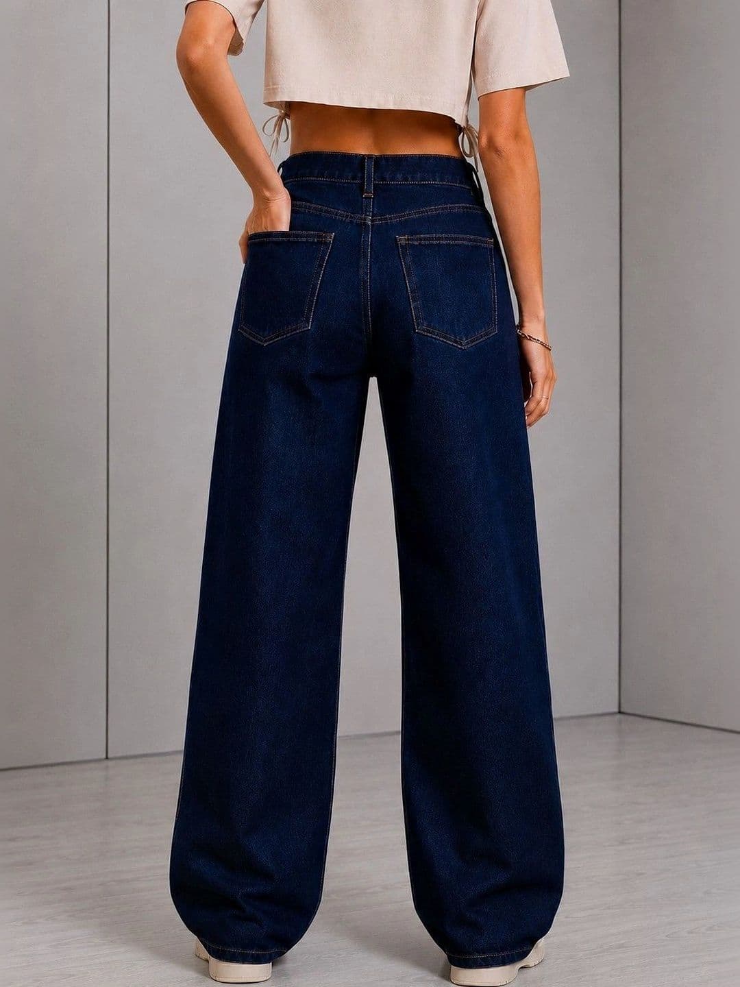 DressBerry Women Comfort Wide Leg High-Rise Stretchable Jeans thumbnail 2