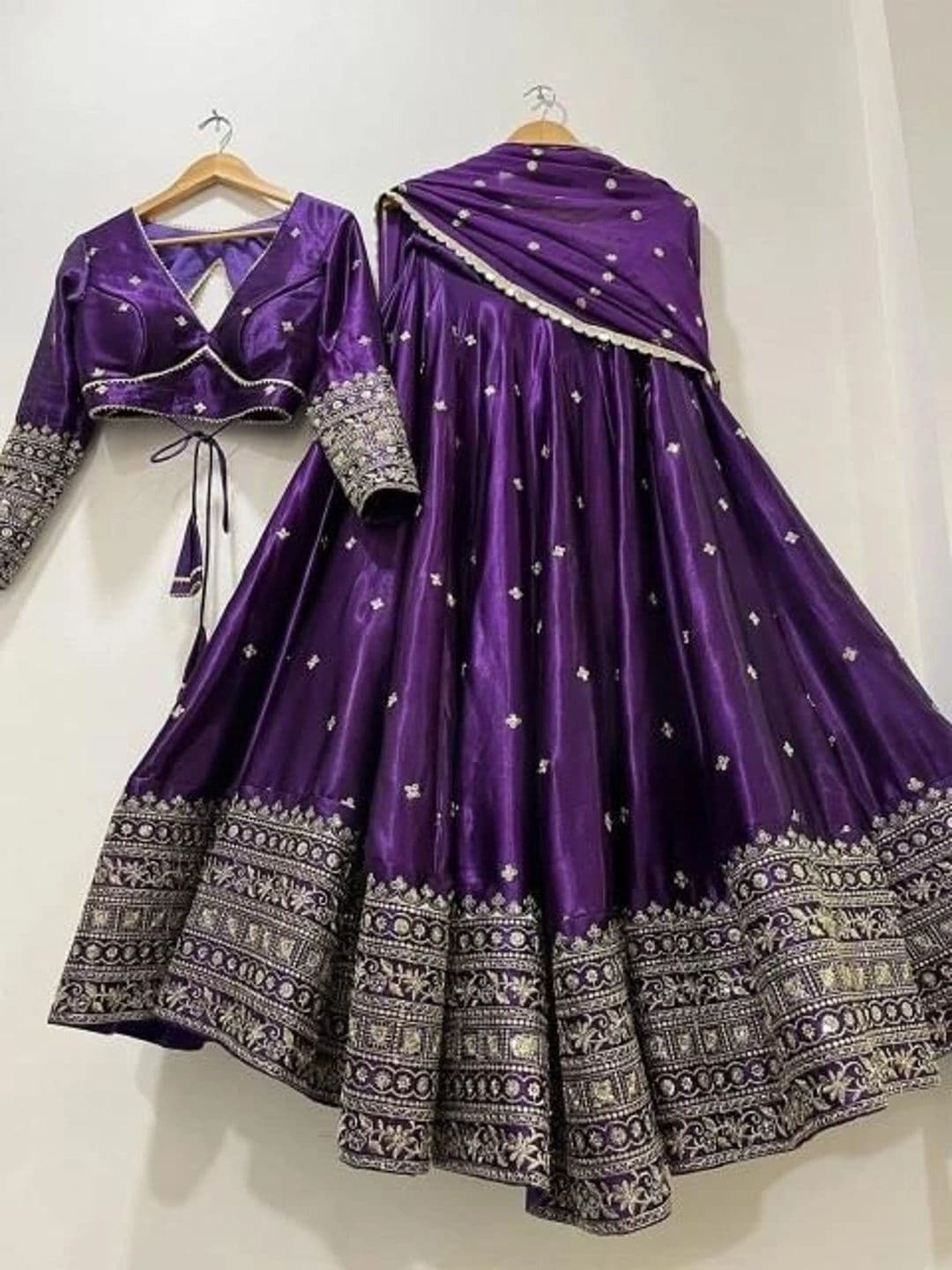 Vishu Saree Embellished Mirror Work Ready to Wear Lehenga & Blouse With Dupatta thumbnail 4