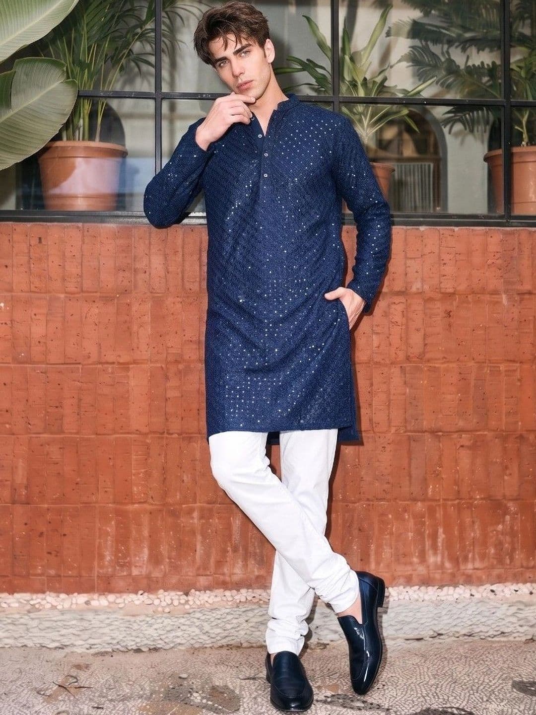DRIP CHOWK Men Embellished Sequinned Kurta thumbnail 2