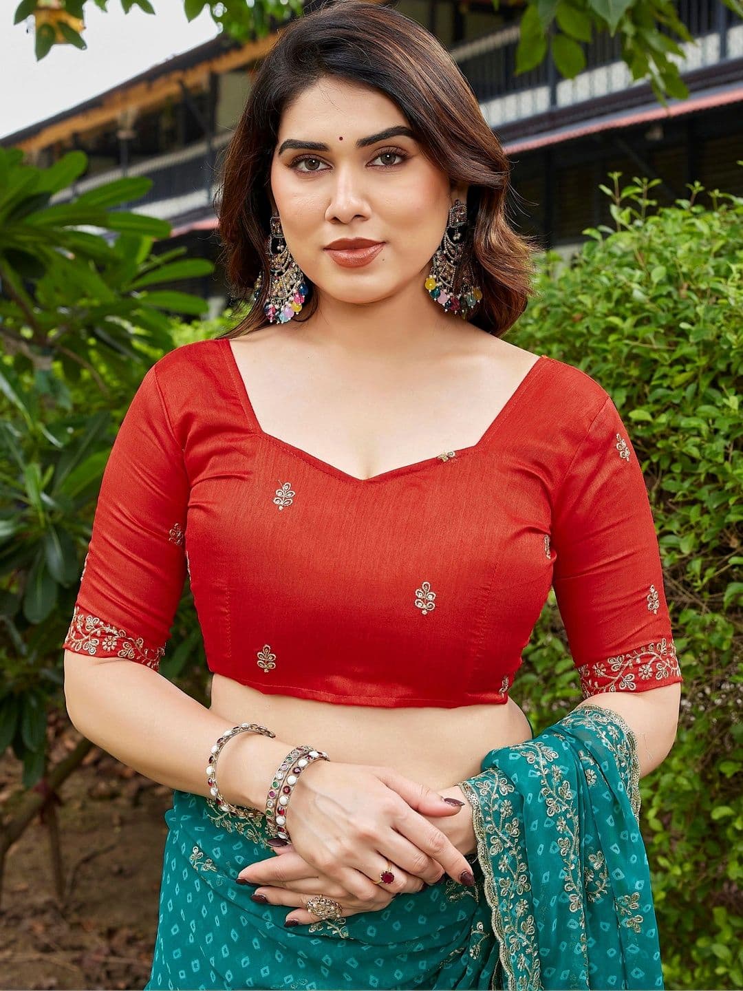 Mitera Bandhani Embroidered Pure Georgette Designer Saree thumbnail 4