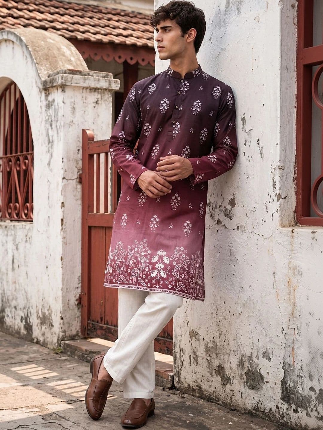DRIP CHOWK Men Cotton Floral Printed Kurta thumbnail 5