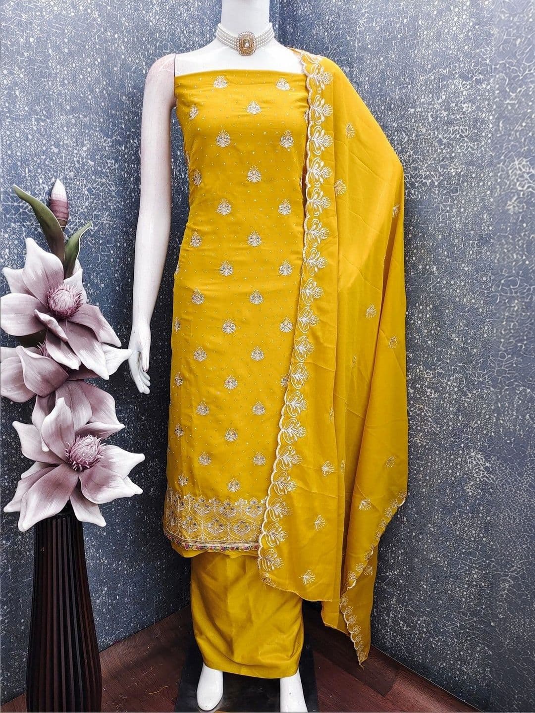TAVAS Embroidered Unstitched Dress Material - view 1