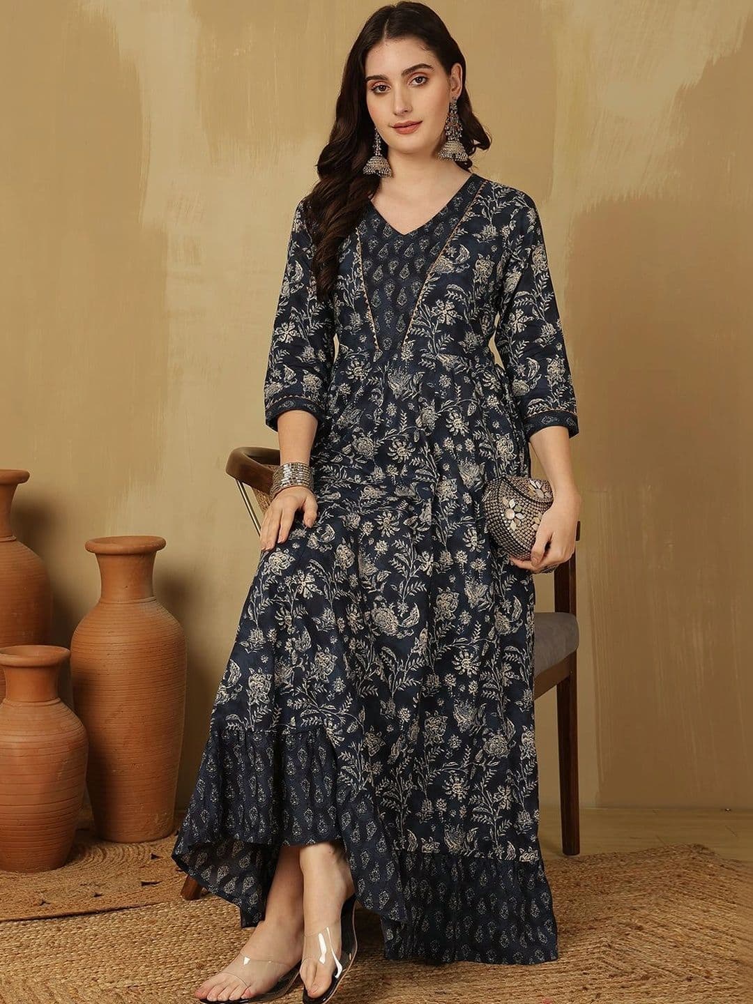 Sangria Women Floral Printed Floral Anarkali Kurta thumbnail 6
