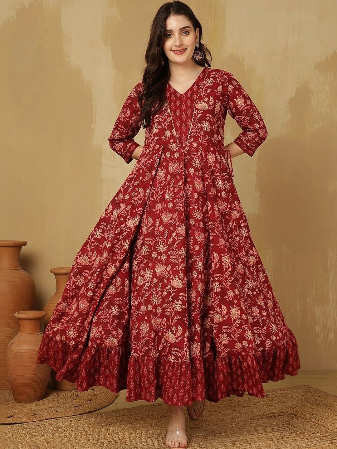Sangria Women Floral Printed Floral Anarkali Kurta - view 1