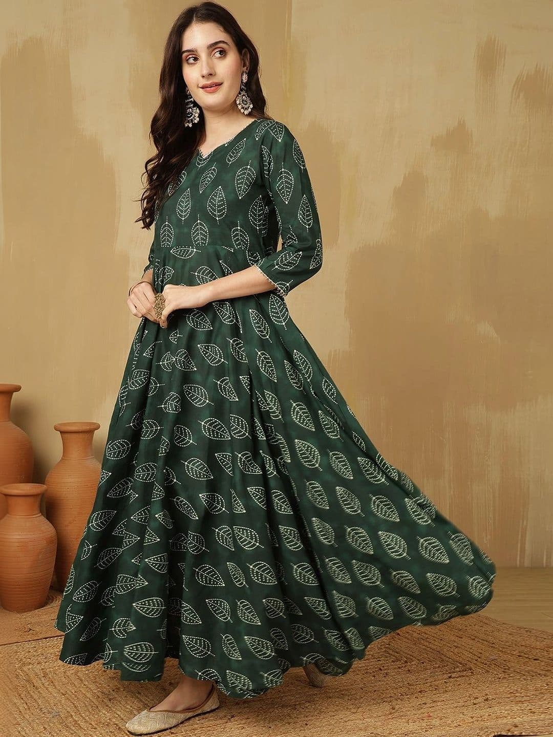 Sangria Women Ethnic Motifs Printed Cotton Anarkali Kurta thumbnail 5